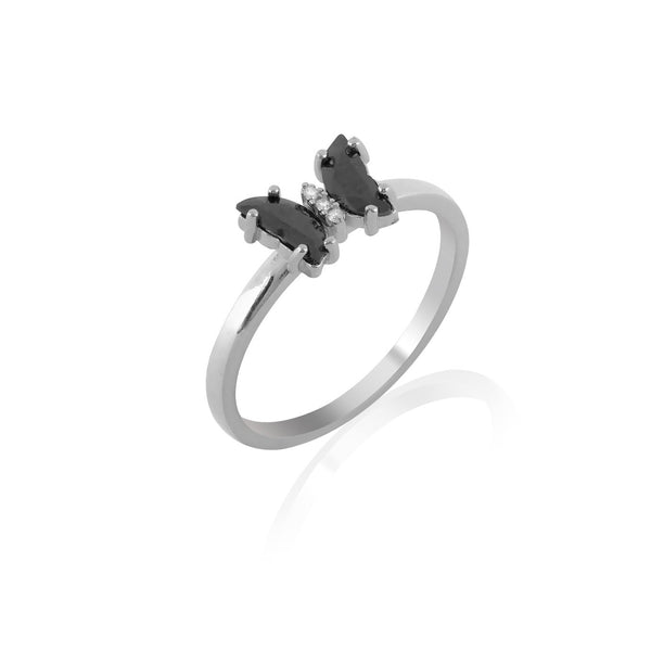 Black Butterfly Sterling Silver Ring for Women - Shining Silver.in