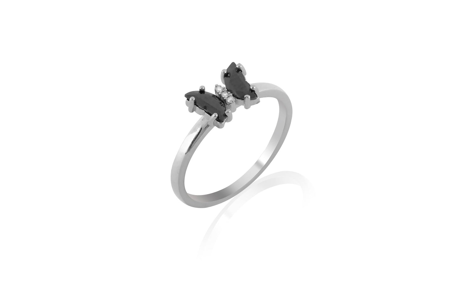 Black Butterfly Sterling Silver Ring for Women - Shining Silver.in