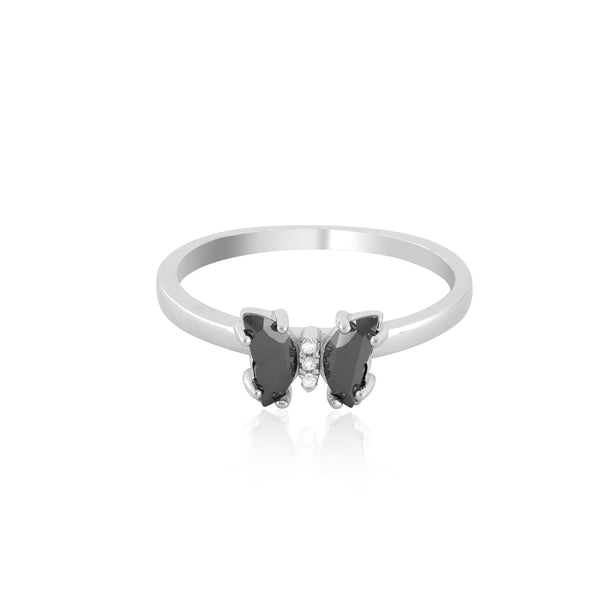 Black Butterfly Sterling Silver Ring for Women - Shining Silver.in