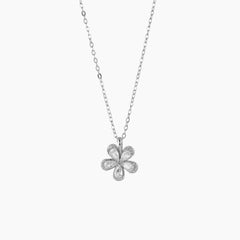 Blooming Flower Pandent With Link Chain - 925 Sterling Silver - Shining Silver.in