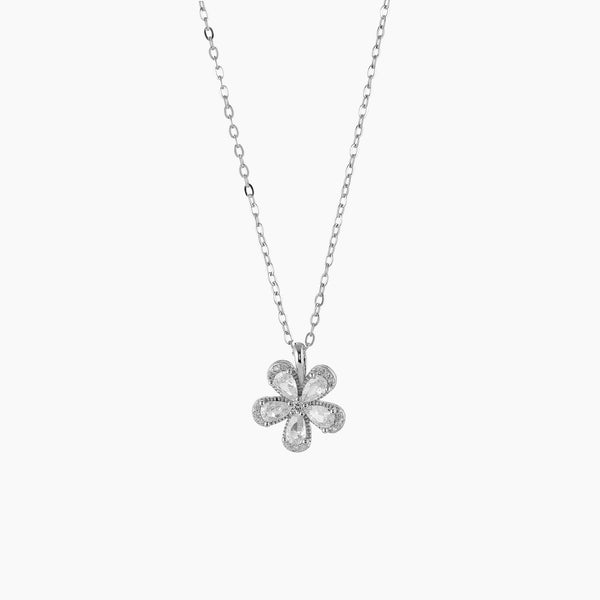 Blooming Flower Pandent With Link Chain - 925 Sterling Silver - Shining Silver.in