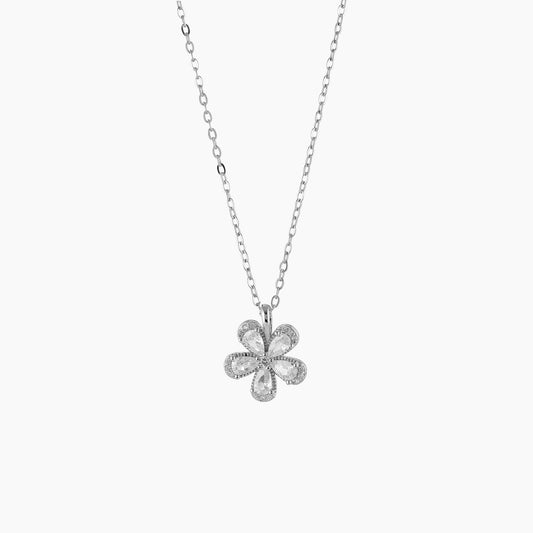 Blooming Flower Pandent With Link Chain - 925 Sterling Silver - Shining Silver.in