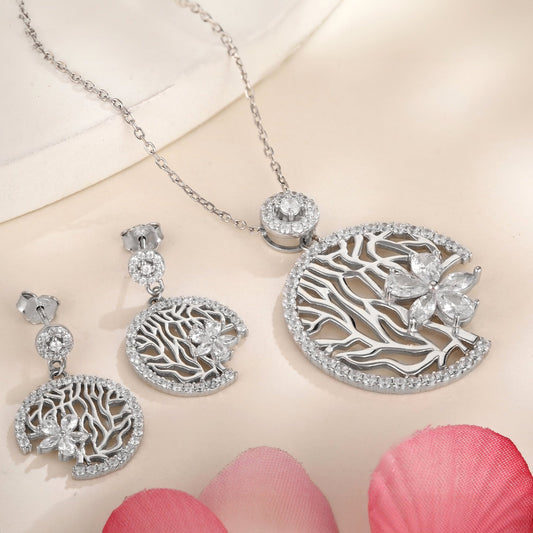 Blooming Roots Pendant Set - 925 Sterling Silver - Shining Silver.in