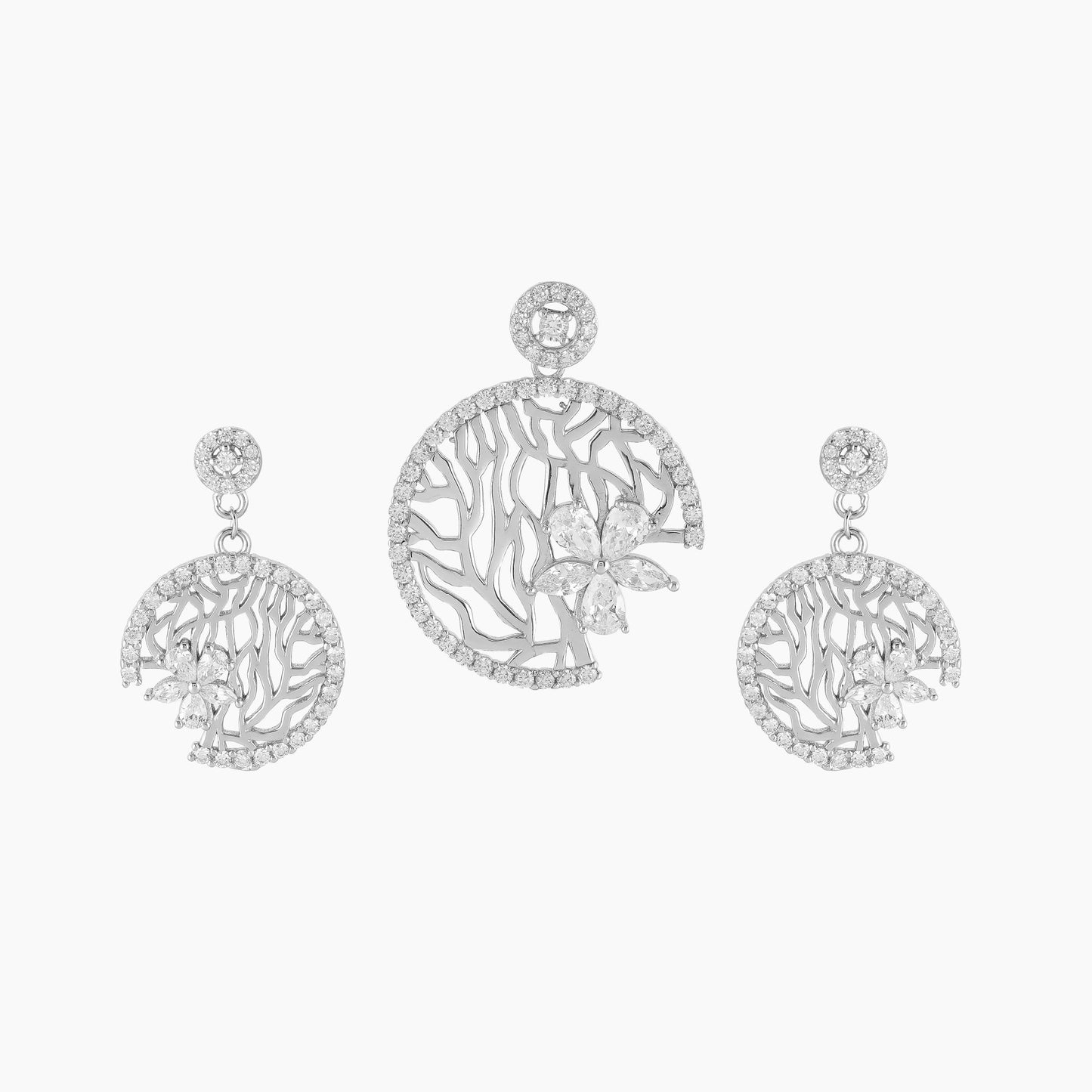 Blooming Roots Pendant Set - 925 Sterling Silver - Shining Silver.in