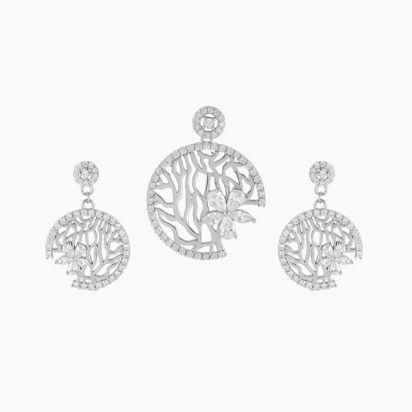 Blooming Roots Pendant Set - 925 Sterling Silver - Shining Silver.in