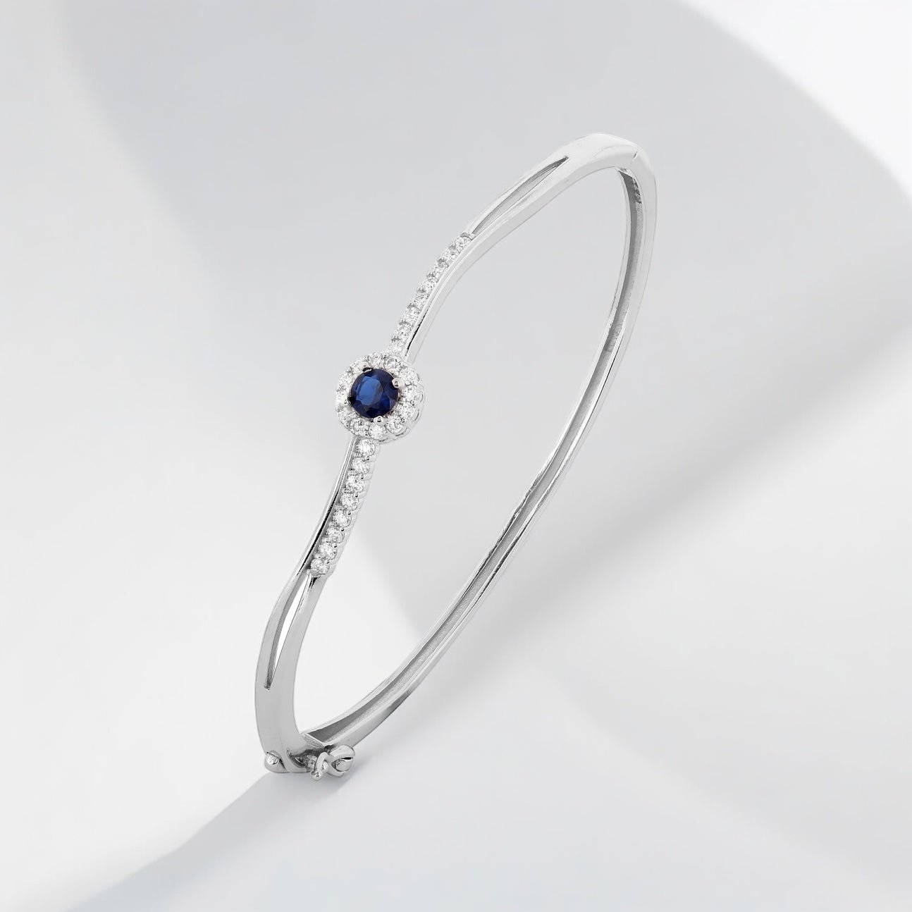 Blue Sapphire Bangle Bracelet - 925 Sterling Silver - Shining Silver.in