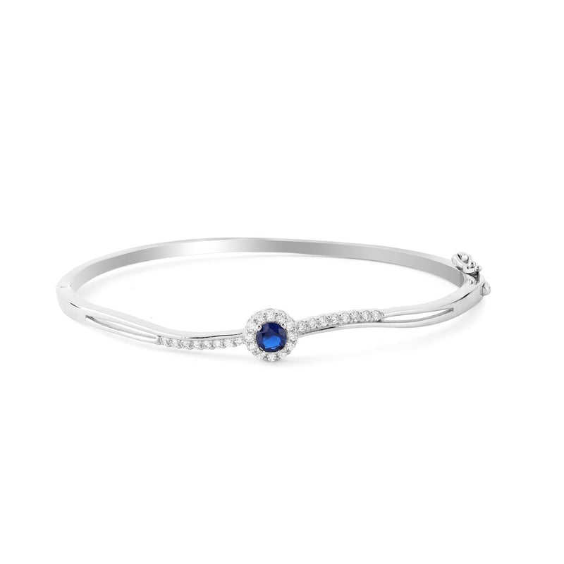 Blue Sapphire Bangle Bracelet - 925 Sterling Silver - Shining Silver.in