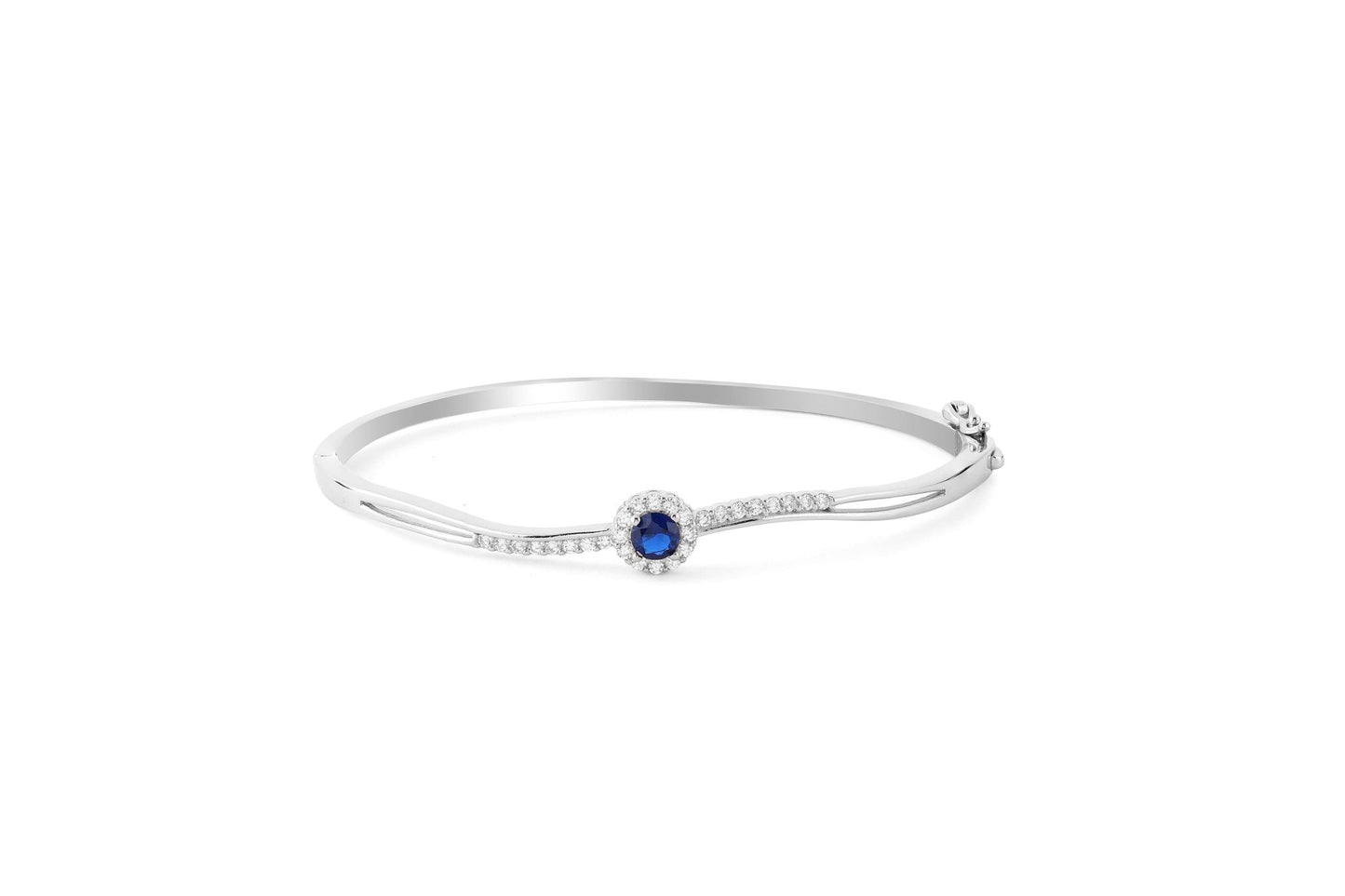 Blue Sapphire Bangle Bracelet - 925 Sterling Silver - Shining Silver.in