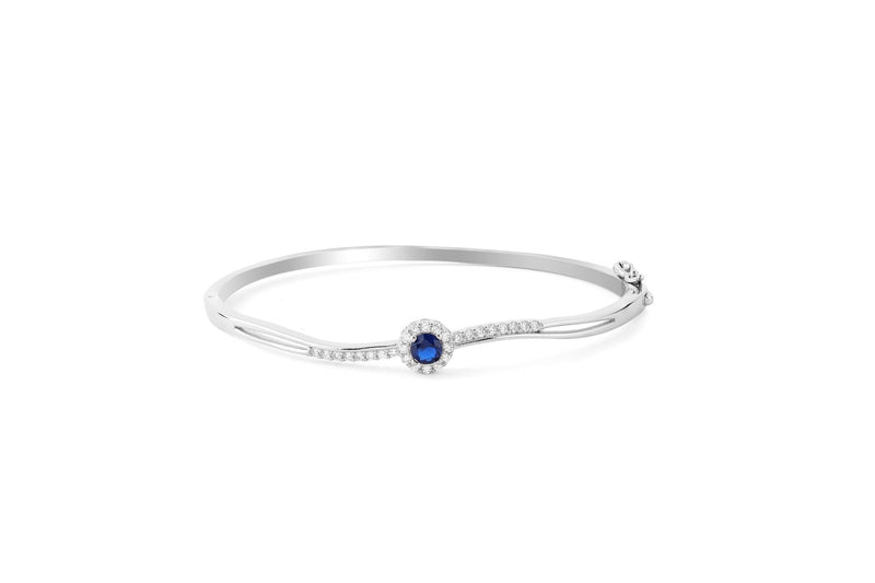 Blue Sapphire Bangle Bracelet - 925 Sterling Silver - Shining Silver.in