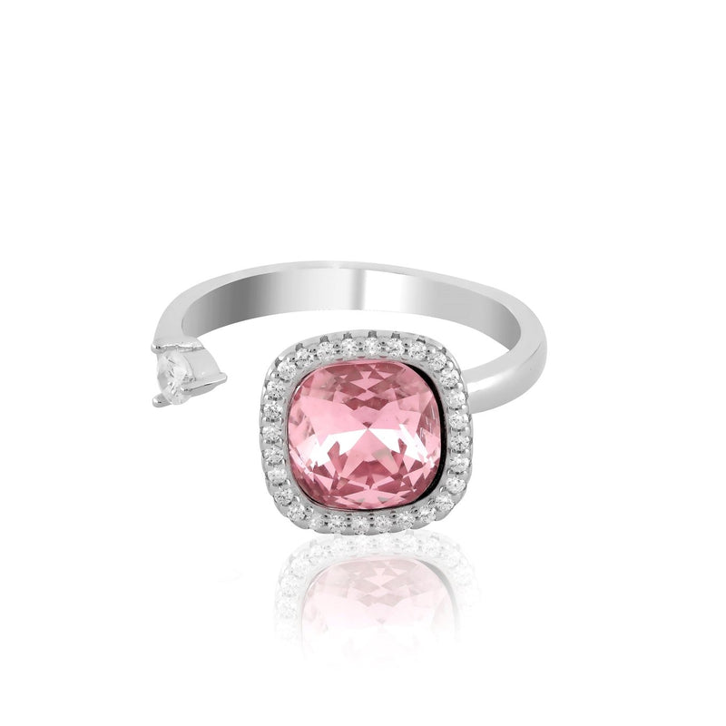 Blush Blossom- Sterling Silver 925 Pink Spinner Ring - Shining Silver.in