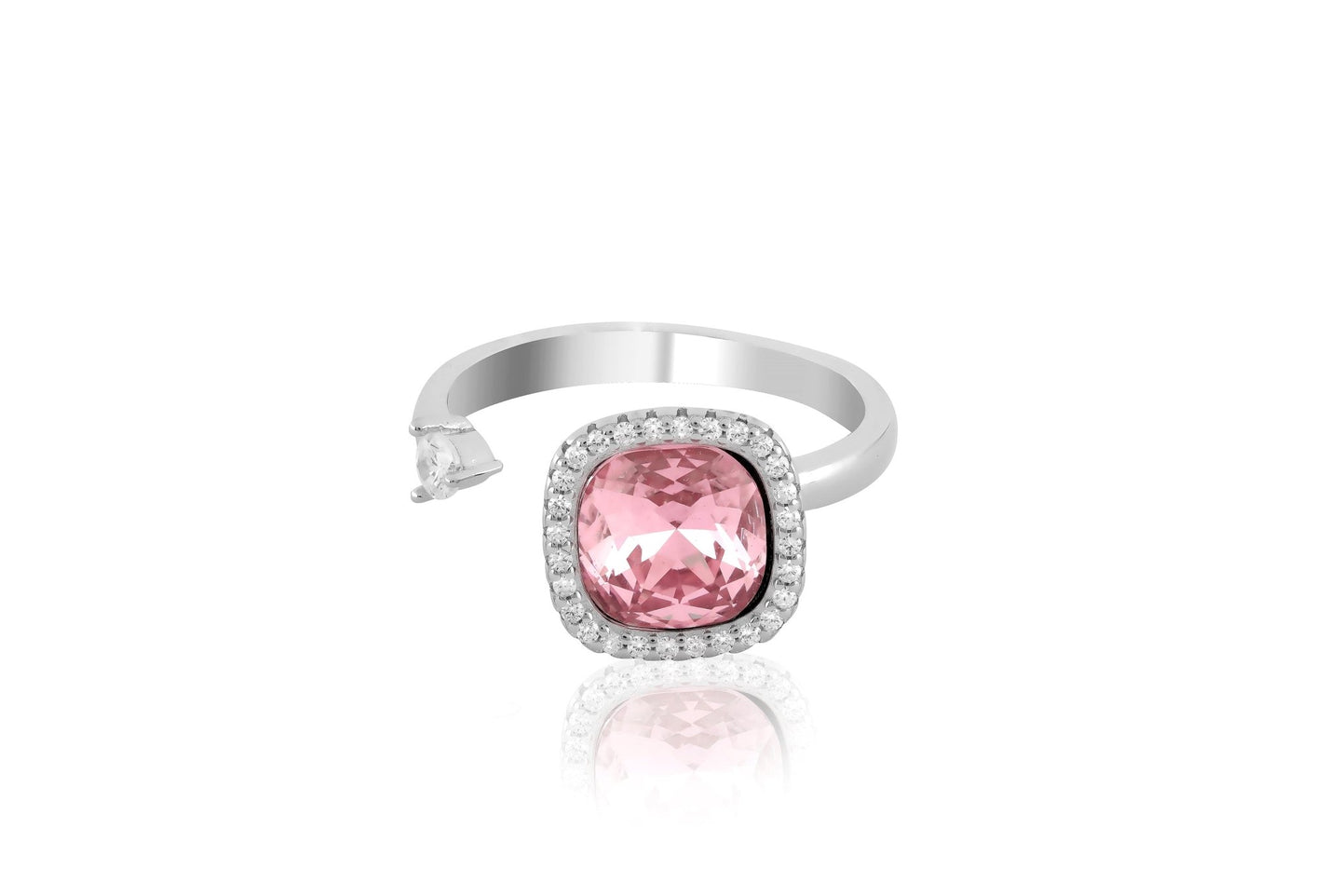 Blush Blossom- Sterling Silver 925 Pink Spinner Ring - Shining Silver.in