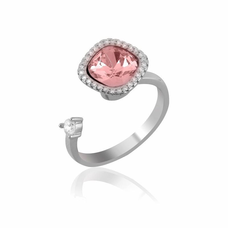 Blush Blossom- Sterling Silver 925 Pink Spinner Ring - Shining Silver.in