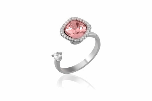 Blush Blossom- Sterling Silver 925 Pink Spinner Ring - Shining Silver.in