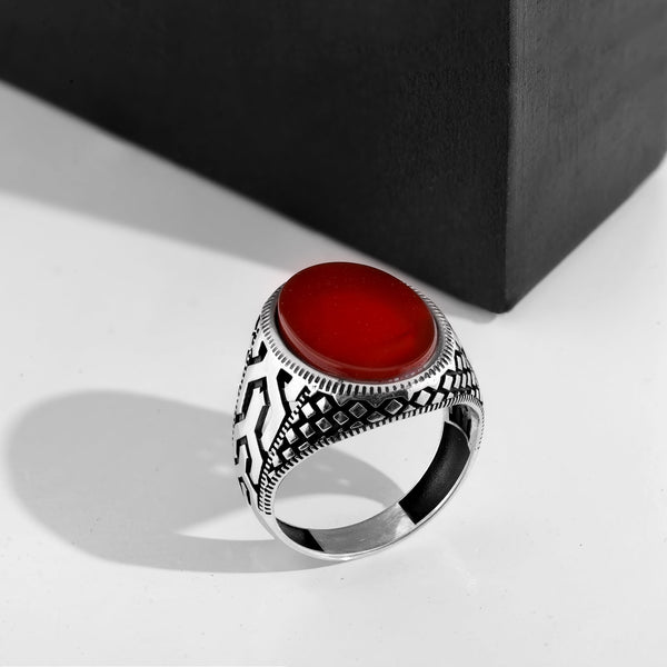 Brown Stone Ring For Men- Made With 925 Sterling Silver - Shining Silver.in