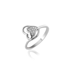 Dazzling Love Cascade- Sterling Silver 925 Zircone Heart Ring - Shining Silver.in