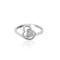 Dazzling Love Cascade- Sterling Silver 925 Zircone Heart Ring - Shining Silver.in