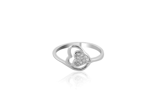 Dazzling Love Cascade- Sterling Silver 925 Zircone Heart Ring - Shining Silver.in