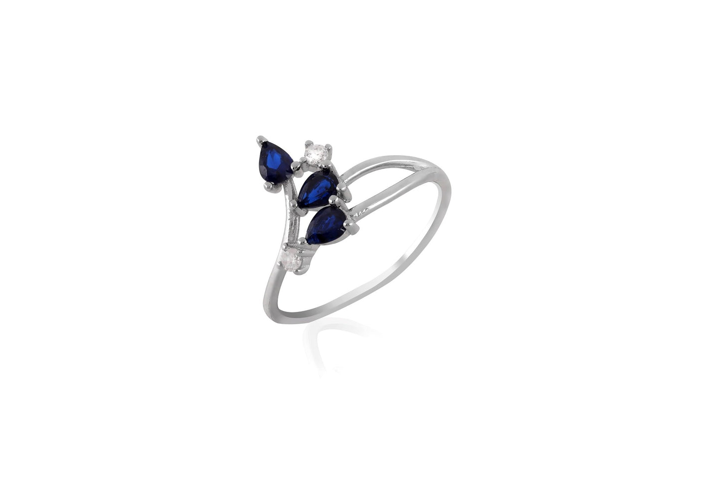 Elegant Blue Petals Silver Ring - Shining Silver.in