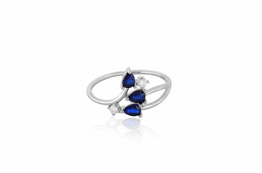 Elegant Blue Petals Silver Ring - Shining Silver.in