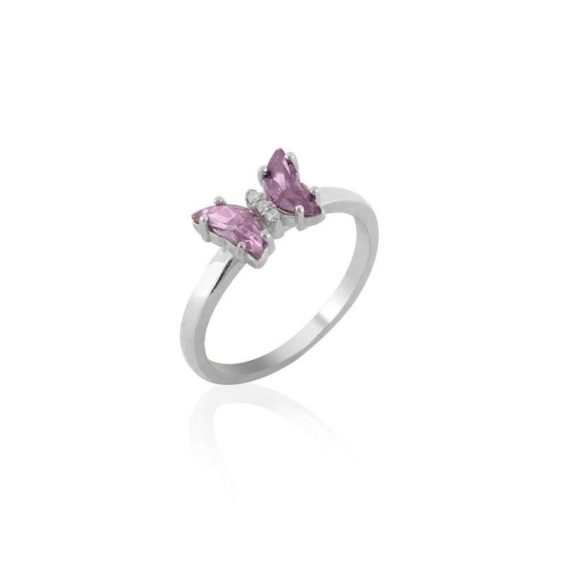 Elegant Lavender Butterfly Sterling Silver Ring for Women - Shining Silver.in