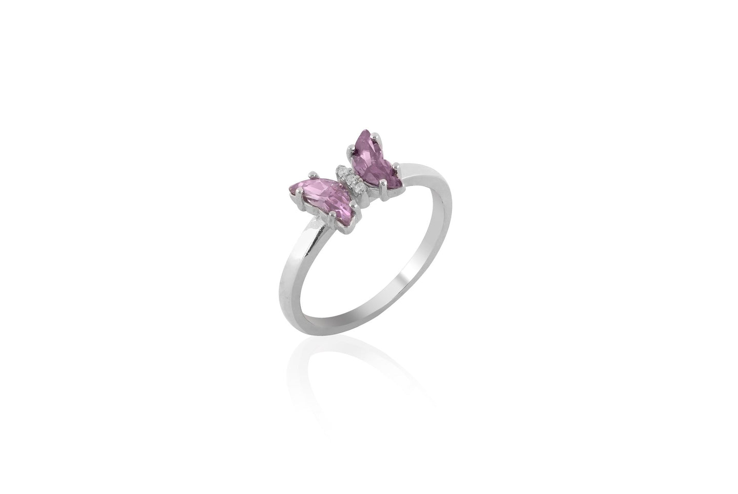 Elegant Lavender Butterfly Sterling Silver Ring for Women - Shining Silver.in