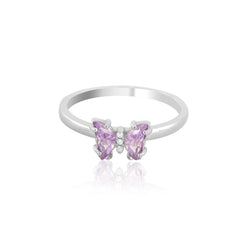 Elegant Lavender Butterfly Sterling Silver Ring for Women - Shining Silver.in