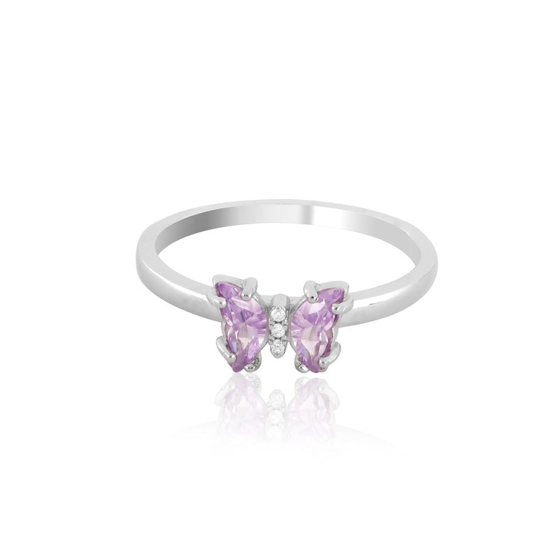 Elegant Lavender Butterfly Sterling Silver Ring for Women - Shining Silver.in