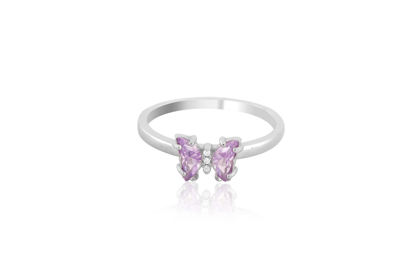 Elegant Lavender Butterfly Sterling Silver Ring for Women - Shining Silver.in