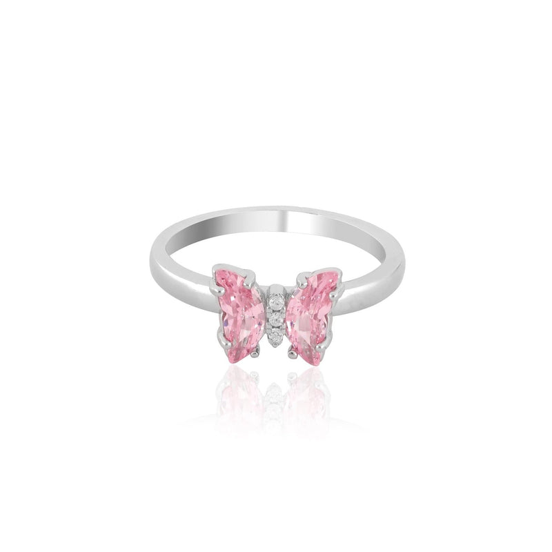 Elegant Pink Butterfly Sterling Silver Ring For Women - Shining Silver.in