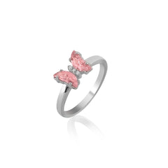 Elegant Pink Butterfly Sterling Silver Ring For Women - Shining Silver.in