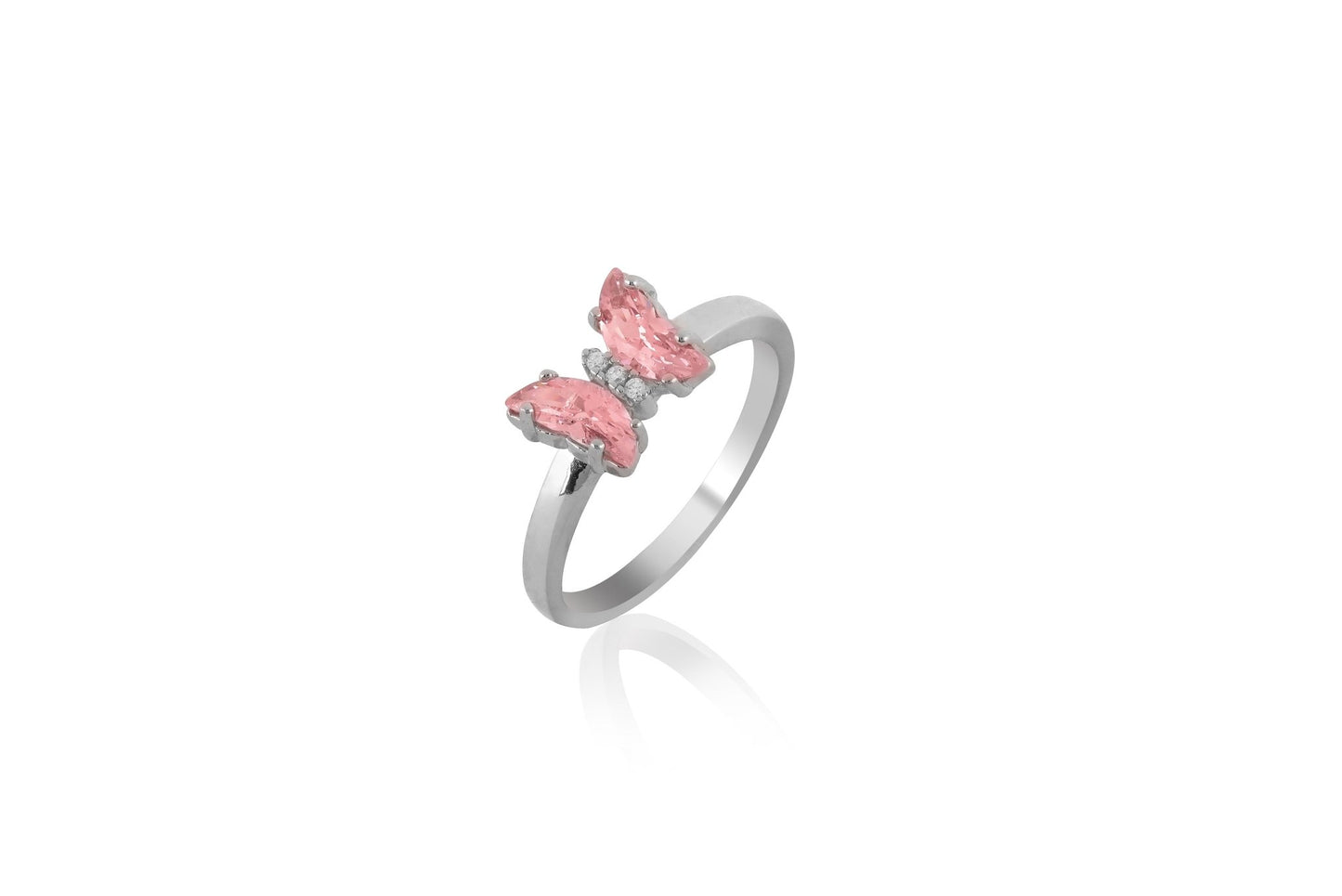 Elegant Pink Butterfly Sterling Silver Ring For Women - Shining Silver.in