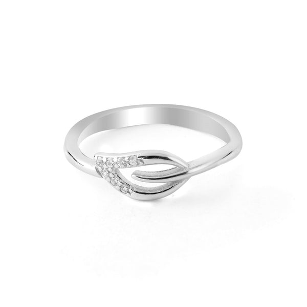 Elegantly Crafted Silver Leaf Ring - Shining Silver.in