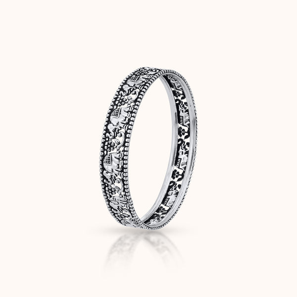 SHINING’s Rajasthani Carved Oxidized Silver Bangles Pair