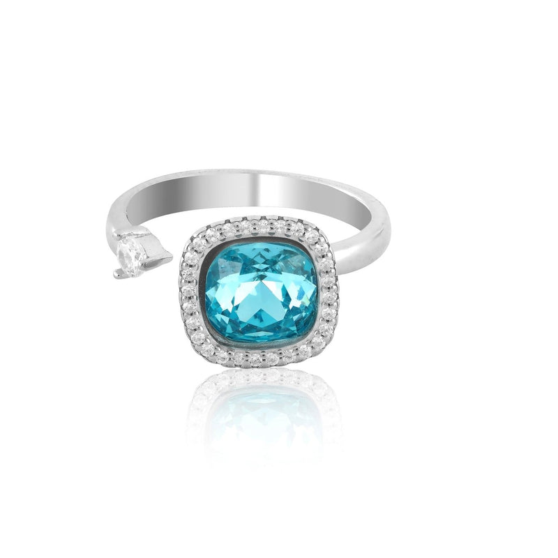 Ethereal Orbit- Sterling Silver 925 Topaz Spinner Ring - Shining Silver.in