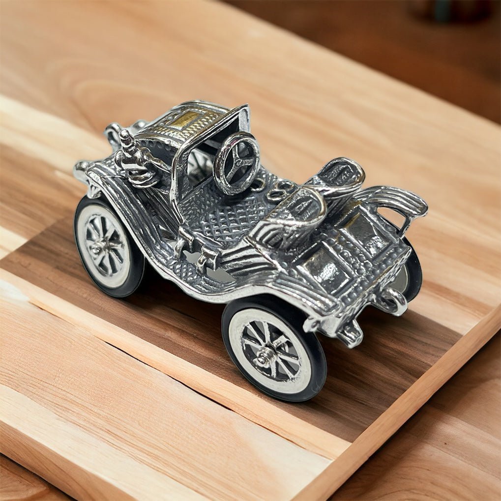 Exquisite Pure Silver Vintage Car Miniature Showpiece - Shining Silver.in