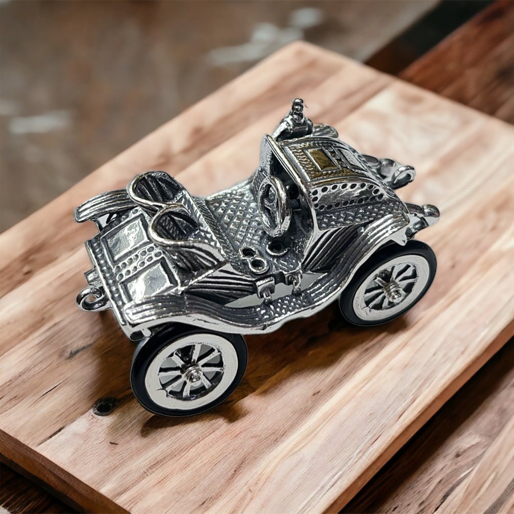 Exquisite Pure Silver Vintage Car Miniature Showpiece - Shining Silver.in