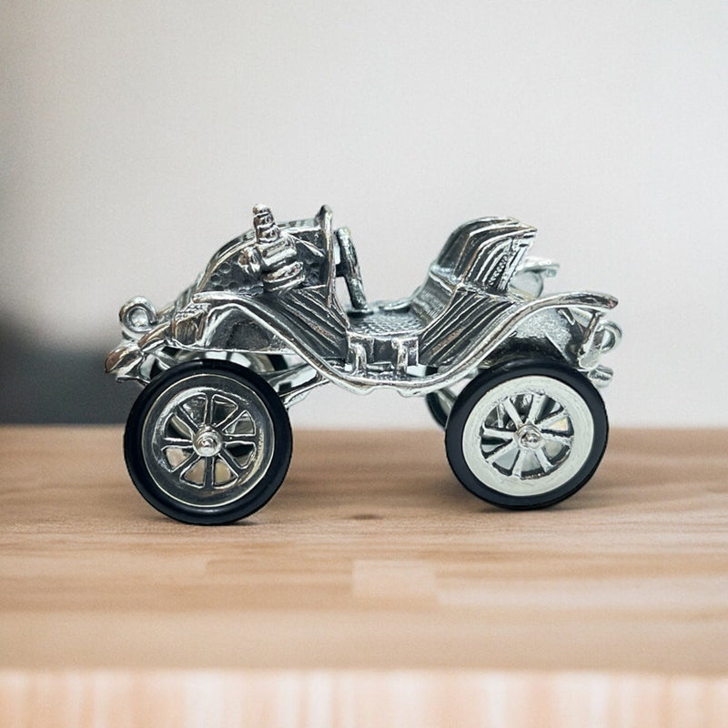 Exquisite Pure Silver Vintage Car Miniature Showpiece - Shining Silver.in