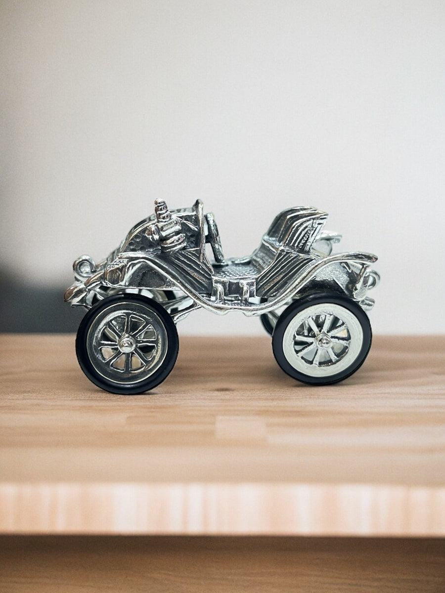 Exquisite Pure Silver Vintage Car Miniature Showpiece