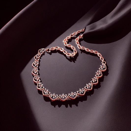 Exquisite rose gold plated 925 sterling silver necklace - Shining Silver.in