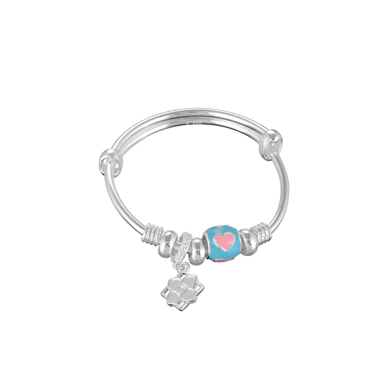 Floral Charms Silver Baby Kada - 925 Pure Silver - Shining Silver.in