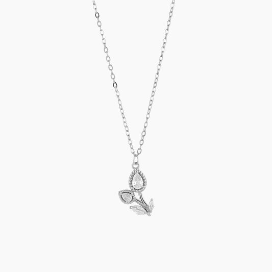 Flower Leaf Pandent With Link Chain - 925 Sterling Silver - Shining Silver.in