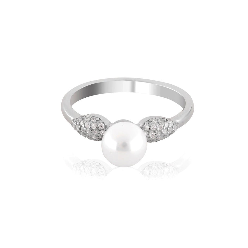 Interwoven Elegance- Sterling Silver 925 Pearl Ring For Women - Shining Silver.in