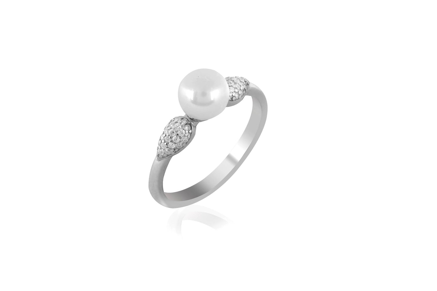 Interwoven Elegance- Sterling Silver 925 Pearl Ring For Women - Shining Silver.in