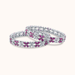 SHINING’s 925 Sterling Silver Ruby Bangles