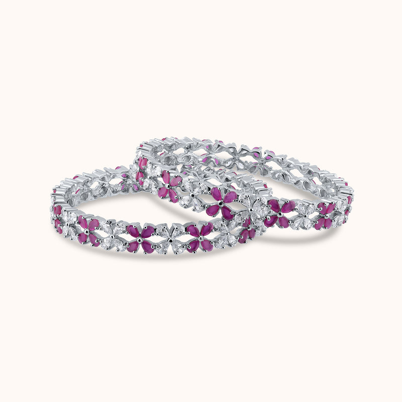 SHINING’s 925 Sterling Silver Ruby Bangles
