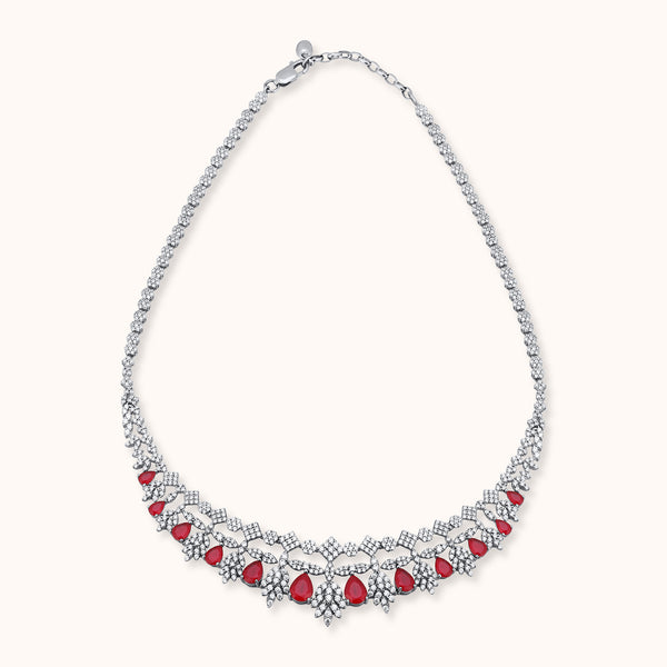 SHINING’s Queen’s Crimson Elegance Necklace | 925 Silver Necklace |Rubies