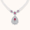 SHINING’s Royal Ruby & Diamond Pearl Necklace | 925 Sterling Silver