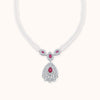 SHINING’s Royal Ruby & Diamond Pearl Necklace | 925 Sterling Silver