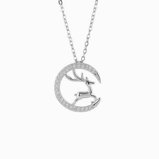 Moon Dear Pandent With Link Chain - 925 Sterling Silver - Shining Silver.in