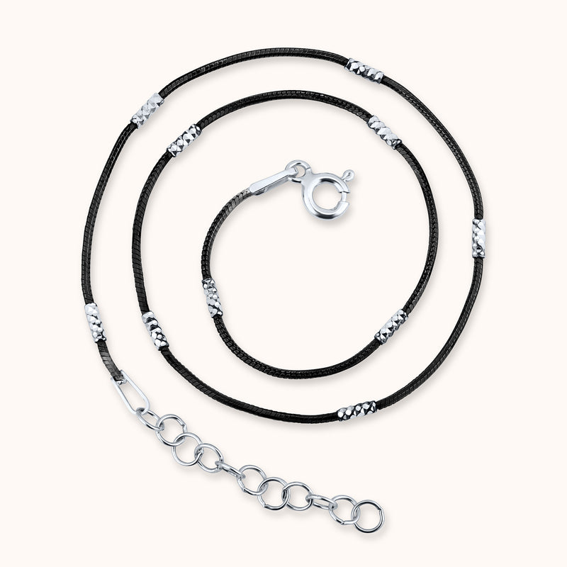 SHINING's Silver Black Enamel Anklet